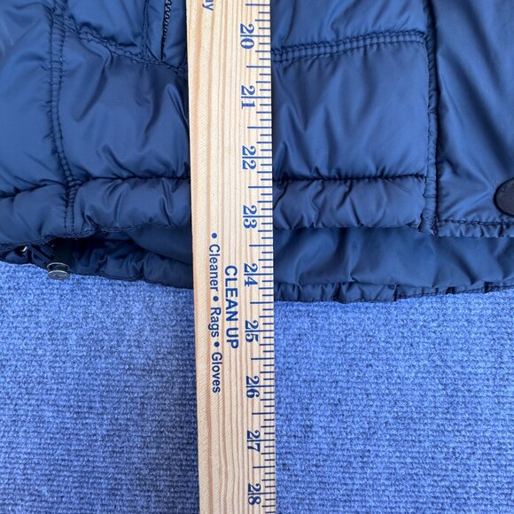 American Eagle Puffer Coat Navy Med Faux Fur Trimmed Detachable Hood - Picture 9 of 12